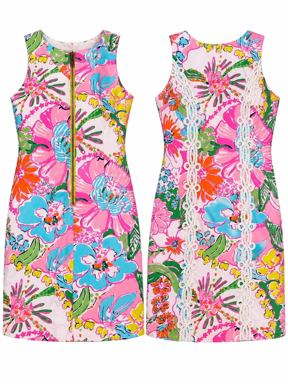 Lilly Pulitzer Pink Multicolor Floral Zip Shift Dress